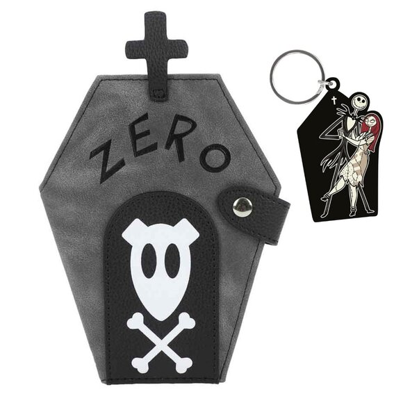 Nightmare Before Christmas Zero's Tombstone Wallet with Jack and Sally Keyring - Picture 1 of 8